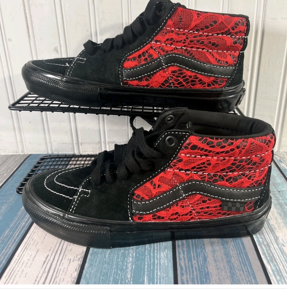Vans X Premier Skate Grosso Mid Red Lace Skate Shoes Women US 8